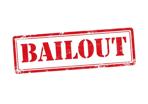 A red bailout stamp on a white background isolated on transparent background