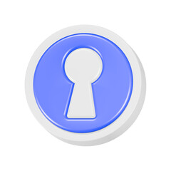 keyhole icon 3d render blue circle button