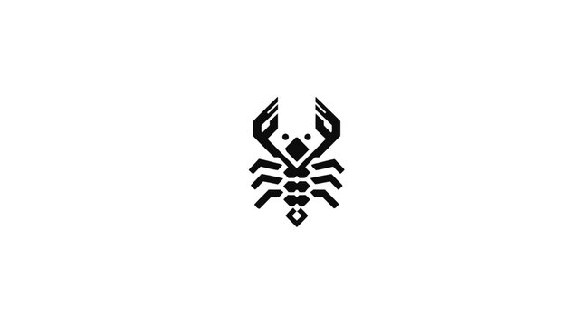 Minimalist Black Scorpion Icon Design on White Background - Stylized Abstract Insect Symbol Graphic Element