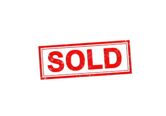 A red stamp with the word sold isolated on transparent background