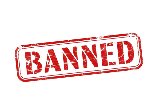 A red stamp with the word banned isolated on transparent background