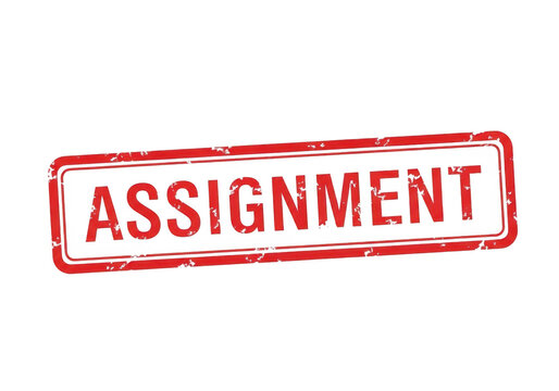A red stamp with the word assignment isolated on transparent background