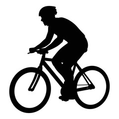Naklejka premium Black silhouette vector illustration of a cyclist riding a bicycle