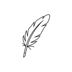Obraz premium Feather Quill Pen Outline Icon Line Art Vector Illustration for Poetry Literature History and Antique Write