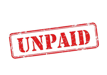 A red stamp with the word unpaid isolated on transparent background