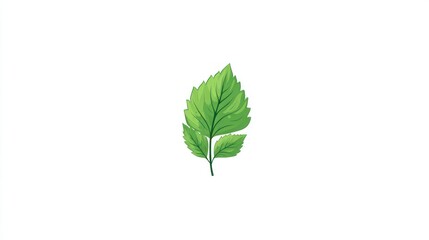 Fototapeta premium Green leaf illustration on a white background for nature and design projects