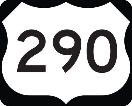 US Route 290 Highway Shield Icon Emblem Badge Design White on Black United States Numbered Highway System Vector