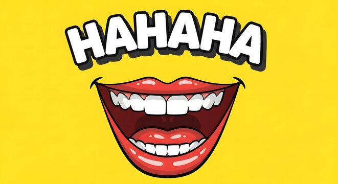 Laughing face with hahaha text
