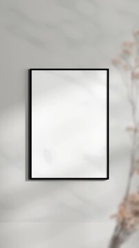 Minimalist A1 A2 A3 A4 Frame Mockup, Motion Background, Poster Frame Video Mockup, Wooden Black Frame On the Wall, Poster Mockup	