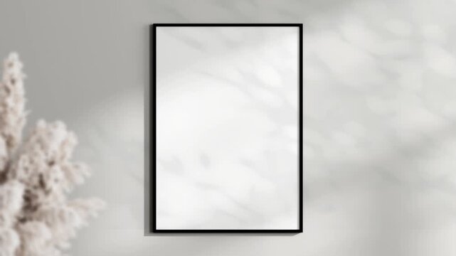 Minimalist A1 A2 A3 A4 Frame Mockup, Motion Background, Poster Frame Video Mockup, Wooden Black Frame On the Wall, Poster Mockup	