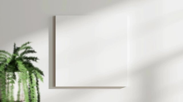 Square Canvas Mockup, Minimalist Square Art Mockup, Motion Background, Poster Canvas Video Mockup