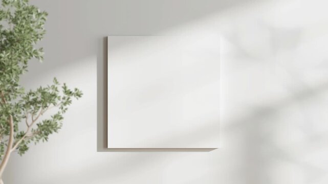 Square Canvas Mockup, Minimalist Square Art Mockup, Motion Background, Poster Canvas Video Mockup