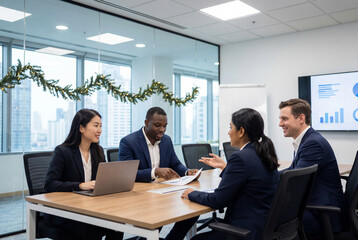 Fototapeta premium Diverse business team having a productive meeting in a modern conference room