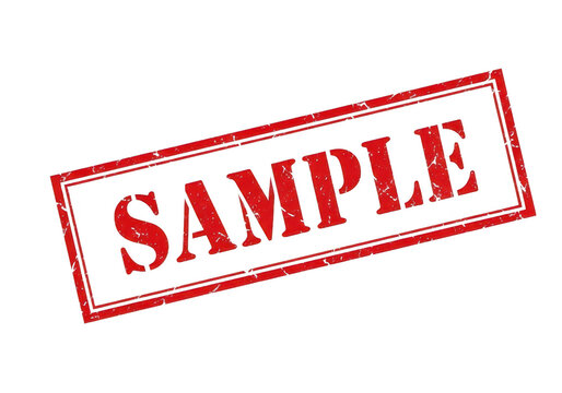 A red sample stamp on a white background isolated on transparent background