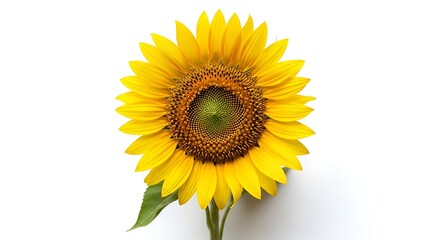 Obraz premium Sunflower centered on white background viewed from above
