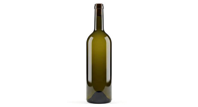 Wine bottle standing alone on a white surface from a front view