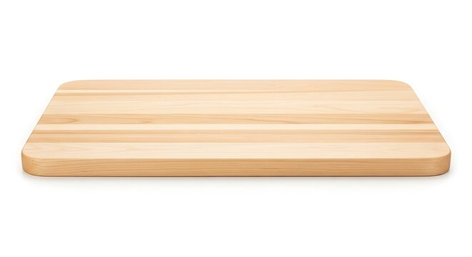 Wooden cutting board viewed from above on table