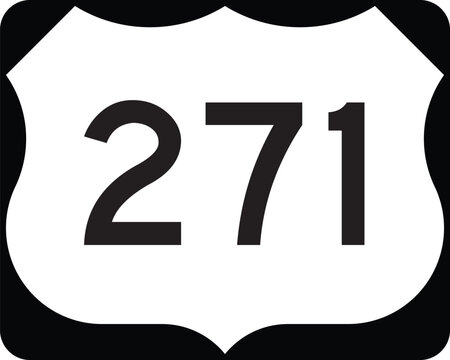US Route 271 Highway Shield Icon Emblem Badge Design White on Black United States Numbered Highway System Vector