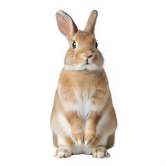Obraz premium Cute brown rabbit sitting upright isolated on transparent background