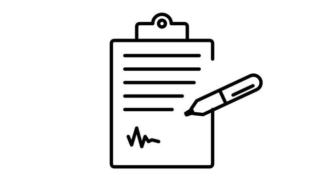 Clipboard and pen icons for signature and checklist