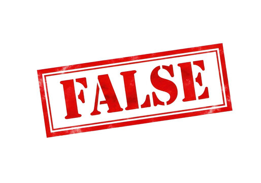 A red stamp with the word false isolated on transparent background