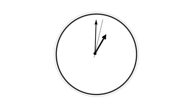 Minimalist Analog Clock Face with Moving Hands on White