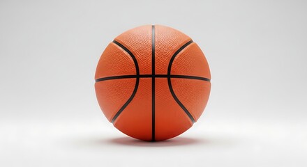 Fototapeta premium Basketball on court surface with clear lines and orange texture visible