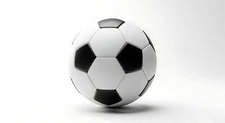 Naklejka premium Soccer ball centered on white surface viewed from front