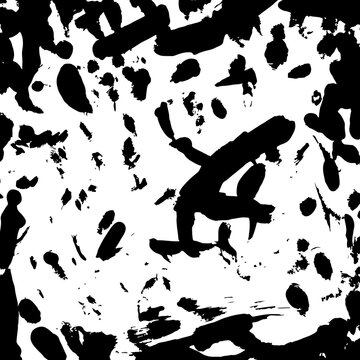 Black and white abstract art with dynamic brush strokes and shapes on white background transparent background