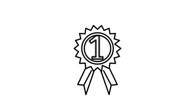 First Place Award Ribbon Icon Line Art Vector Illustration