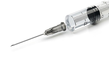 Syringe with needle on a white surface