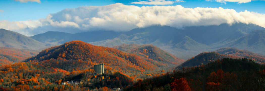 The Great Smoky Mountains in Autumn at Gatlinburg, Tennessee