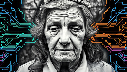 Fototapeta premium Wisdom Meets Circuitry
