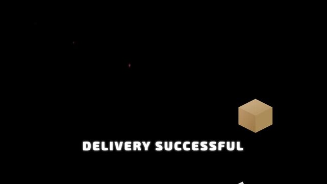 Successful delivery concept with 3D cardboard box and location pins
