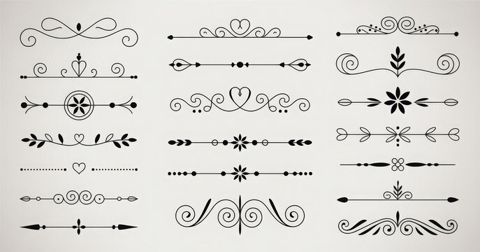 dividers, borders and frame lines vector set, icon, symbol, logo, clipart, isolated.  illustration. vector illustration isolated on white background.