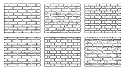 Obraz premium brick wall , realistic line art vector set , white background , PNG and SVG isolate