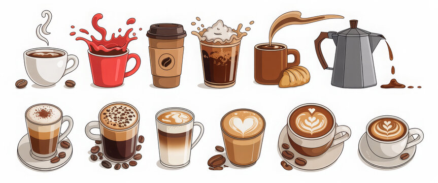 coffee vector set clipart design 
