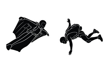 Wingsuit Flyer and Skydiver Illustration © Sadek