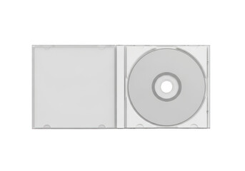 Gray cd case with a cd inside isolated on transparent background