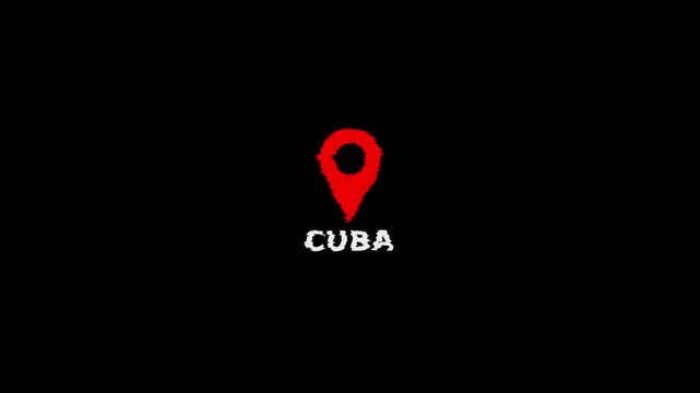 Cuba Location Map Pin Red Black Background Travel Tourism Destination Pointer location red marker