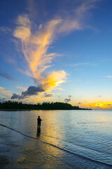 Fototapeta premium Fishermen on the coast of Mauritius Island, Tamarind Beach, Africa
