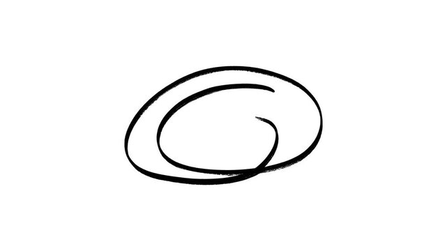 hand drawn black doodle circles designed on a green background. black circle highlighter sign with alpha channel.