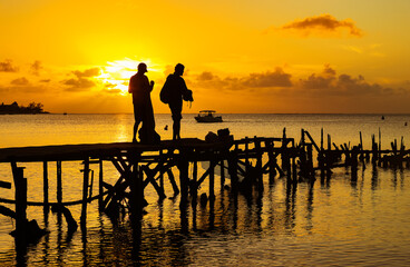 Fishermen on the coast of Mauritius Island, Tamarind Beach, Africa  © Rechitan Sorin