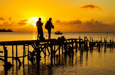 Fototapeten Tropischer Strand Fishermen on the coast of Mauritius Island, Tamarind Beach, Africa   © Rechitan Sorin