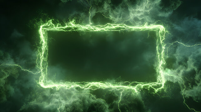 Electric lightning frame in stormy sky