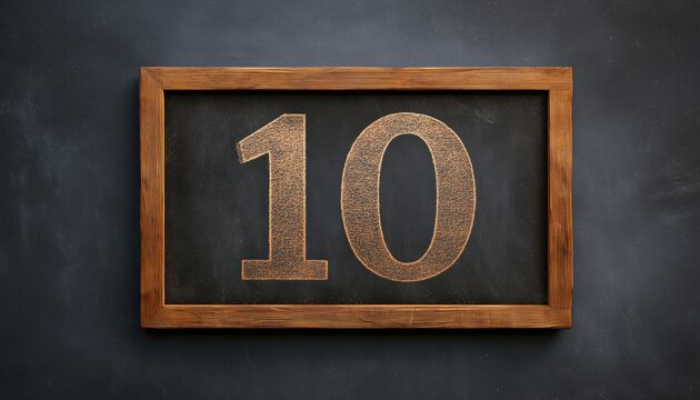 The Tenth Number Written On A Chalkboard In The Classroom Is Displayed In Blackboard Ure Setting.