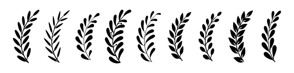 Laurel wreath icon, award symbol with leaf and branch in a circle © artemstepanov