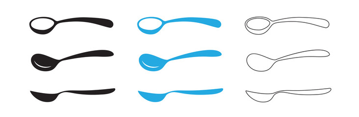 Fototapeta premium Spoon with coffee icon, teaspoon with liquid dripping cream or yogurt