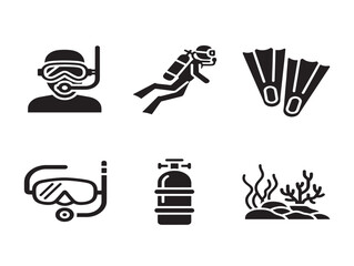 Scuba diving equipment set in minimalist flat design © habib