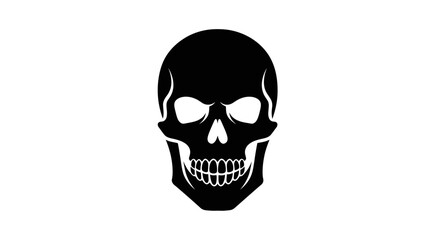 Fototapeta premium Black skull icon, white background